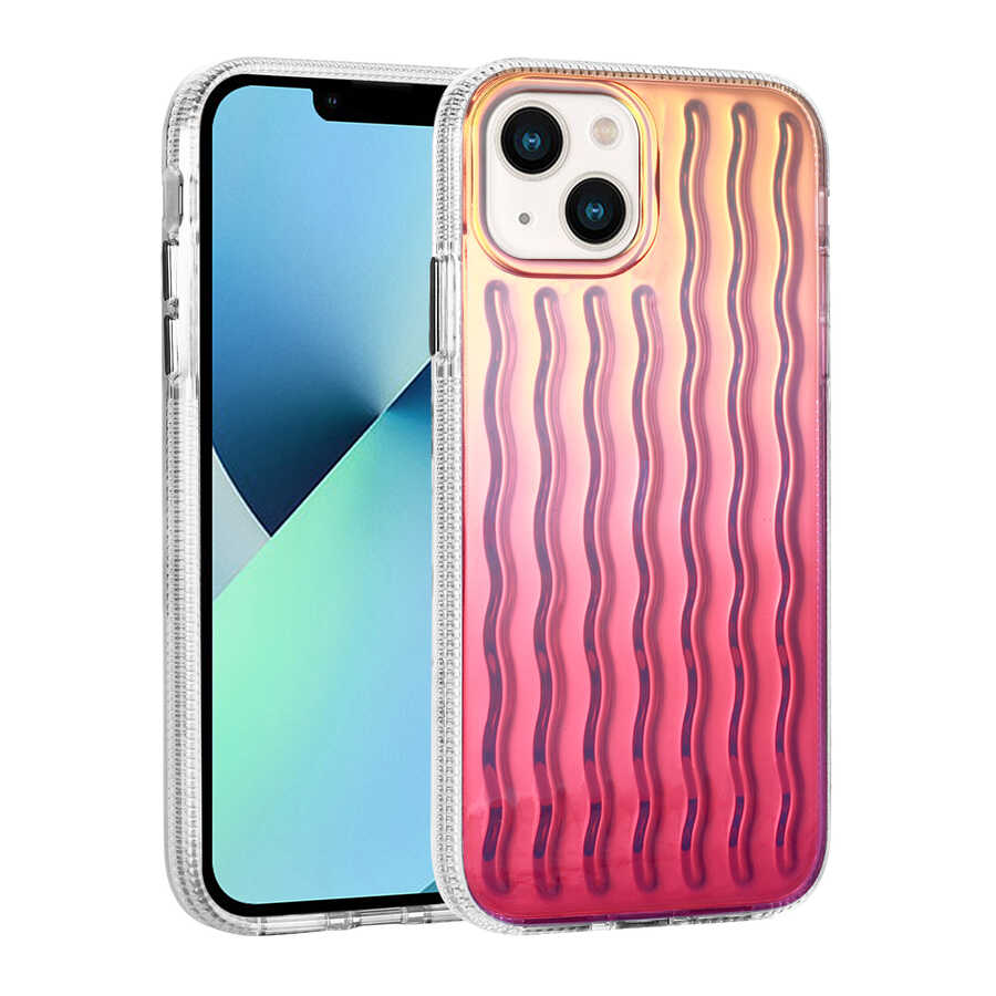 Apple iPhone 14 Uyumlu Kılıf Kabartmalı Dalga Tasarımlı Silikon Zore İsmira Kapak