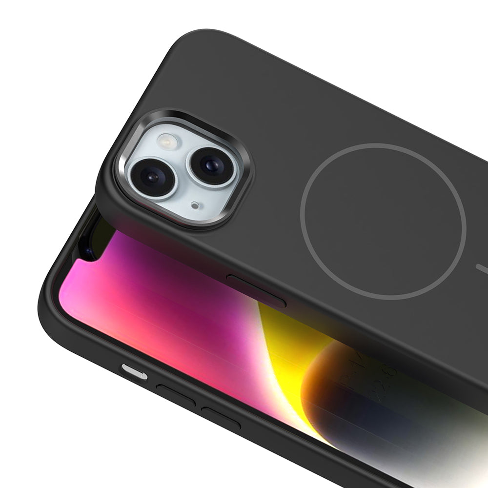 Apple iPhone 14 Uyumlu Kılıf M-Safe Şarj Özellikli Metal Kamera Çerçeveli Zore Edi Silikon Kapak