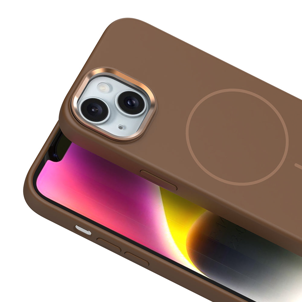 Apple iPhone 14 Uyumlu Kılıf M-Safe Şarj Özellikli Metal Kamera Çerçeveli Zore Edi Silikon Kapak