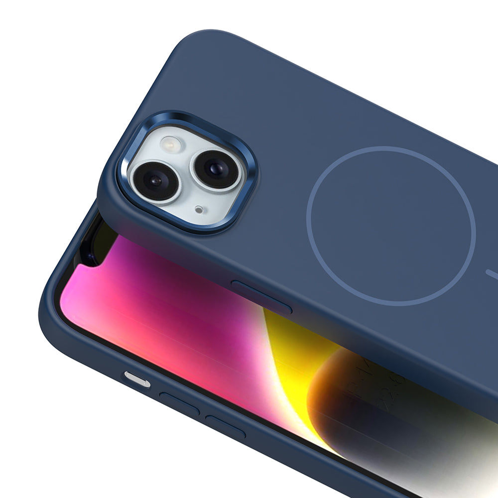 Apple iPhone 14 Uyumlu Kılıf M-Safe Şarj Özellikli Metal Kamera Çerçeveli Zore Edi Silikon Kapak