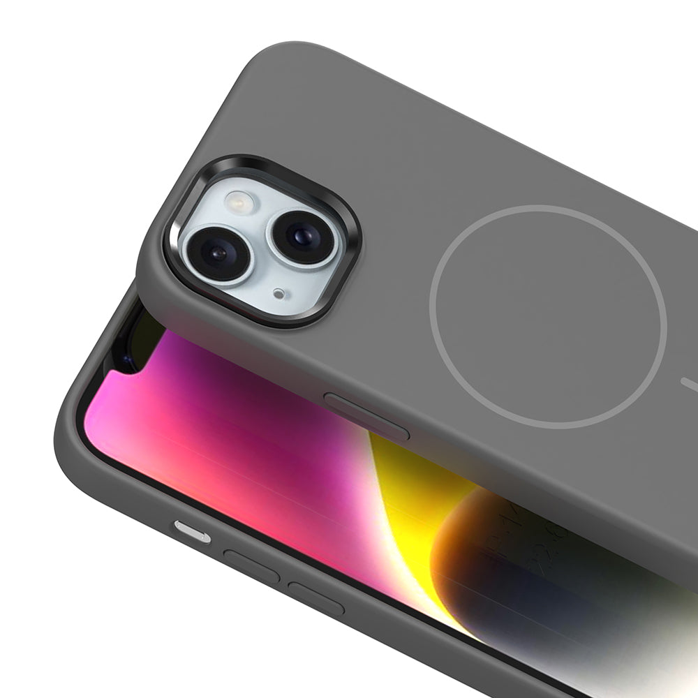 Apple iPhone 14 Uyumlu Kılıf M-Safe Şarj Özellikli Metal Kamera Çerçeveli Zore Edi Silikon Kapak