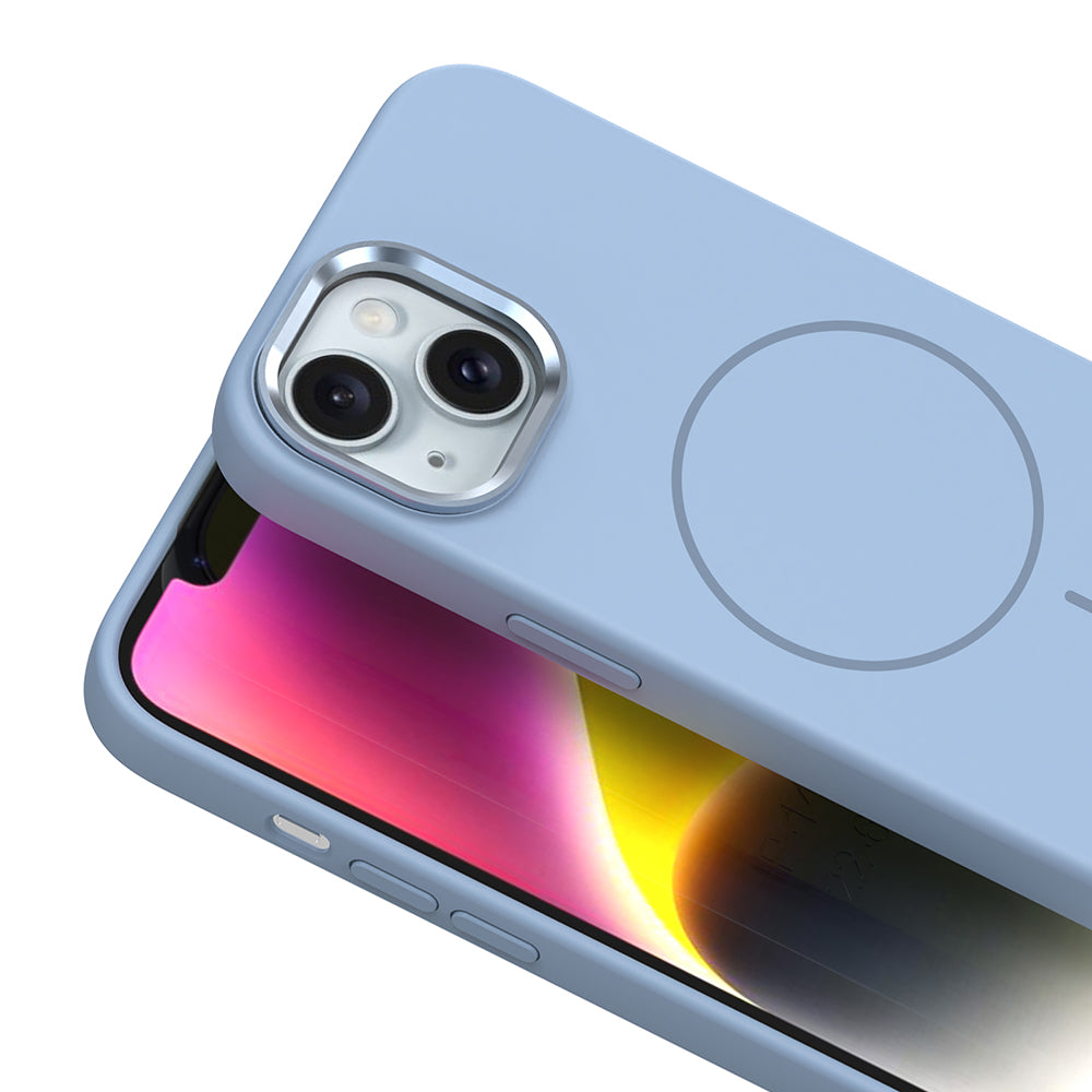 Apple iPhone 14 Uyumlu Kılıf M-Safe Şarj Özellikli Metal Kamera Çerçeveli Zore Edi Silikon Kapak