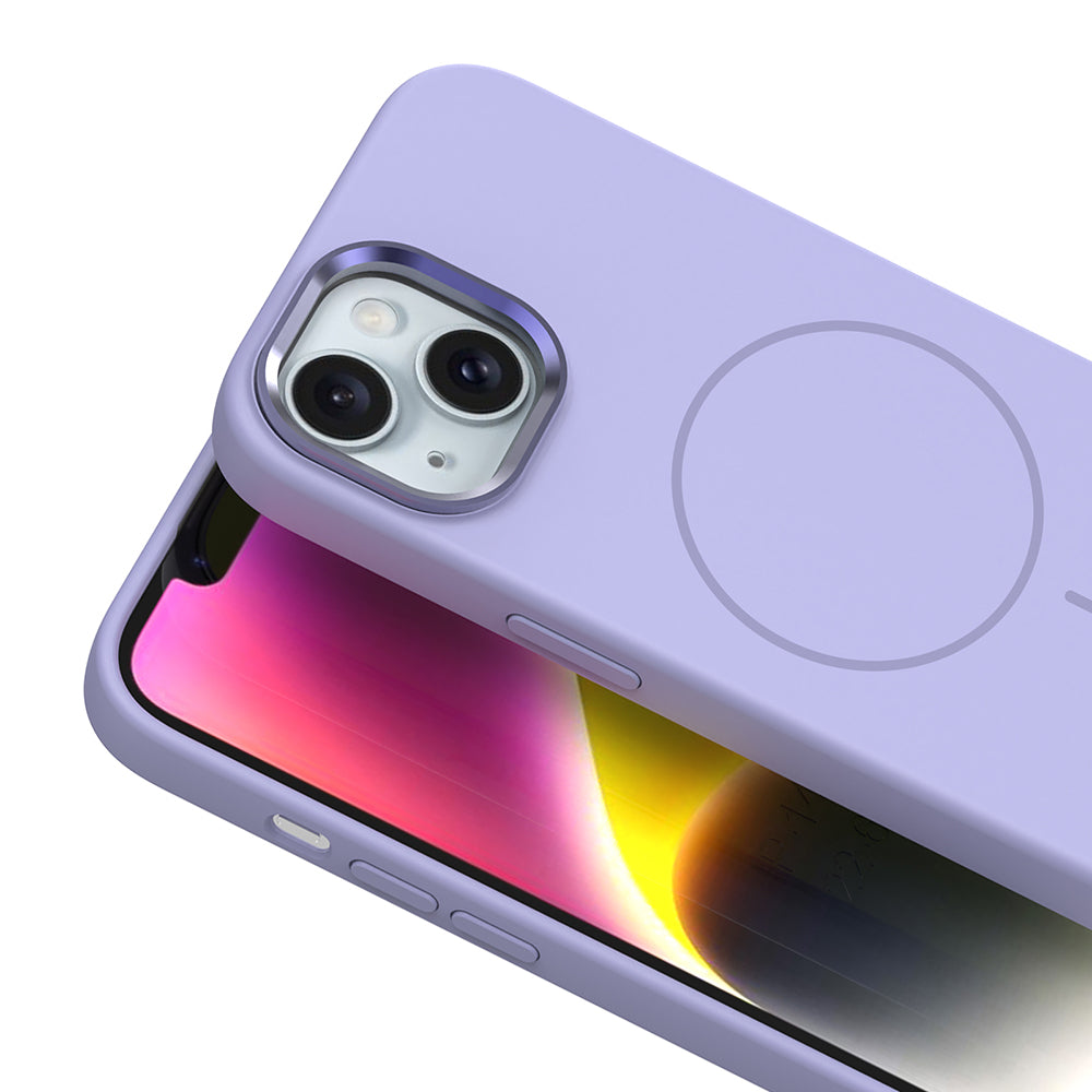 Apple iPhone 14 Uyumlu Kılıf M-Safe Şarj Özellikli Metal Kamera Çerçeveli Zore Edi Silikon Kapak