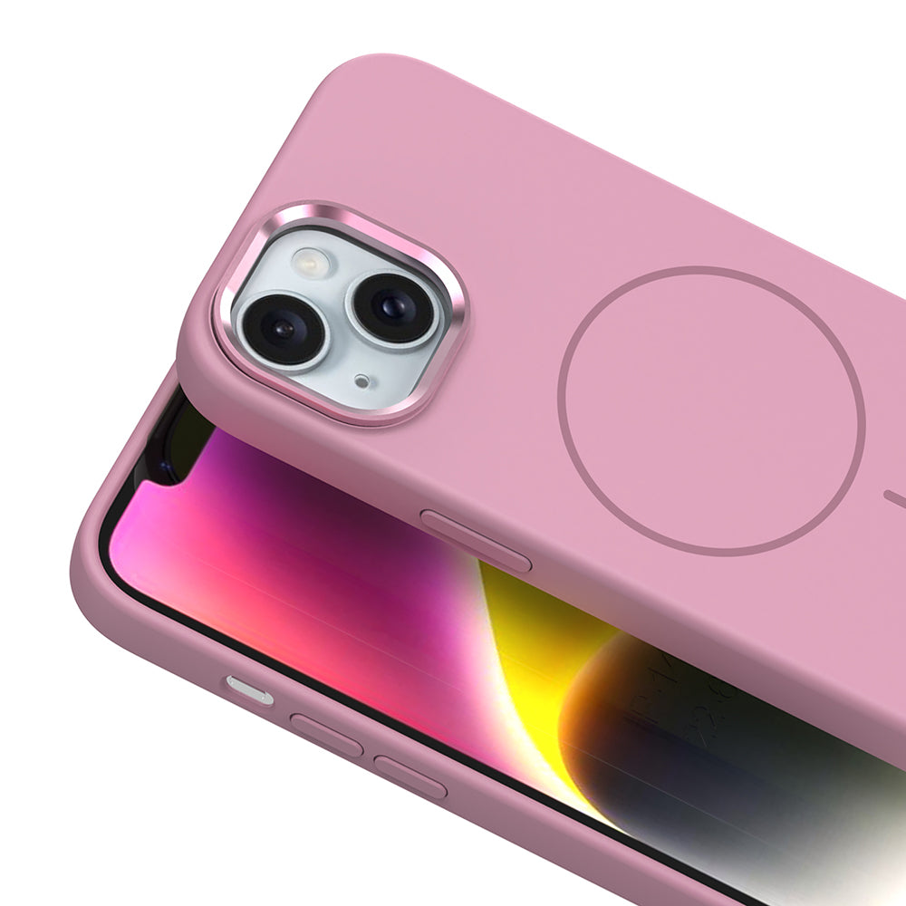 Apple iPhone 14 Uyumlu Kılıf M-Safe Şarj Özellikli Metal Kamera Çerçeveli Zore Edi Silikon Kapak