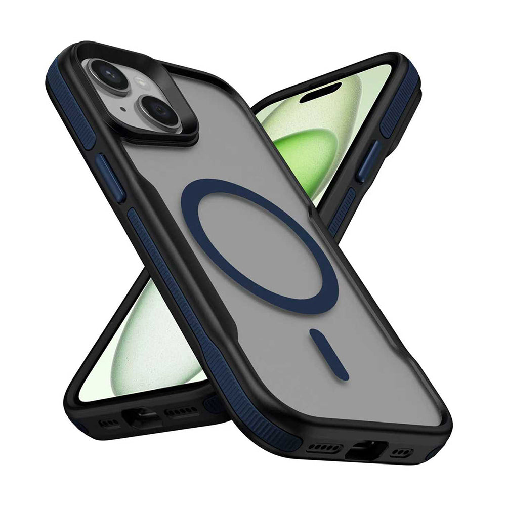 Apple iPhone 14 Uyumlu Kılıf M-safe Şarj Özellikli Renkli Kenar Airbag Şeritli Zore Lamer Kapak
