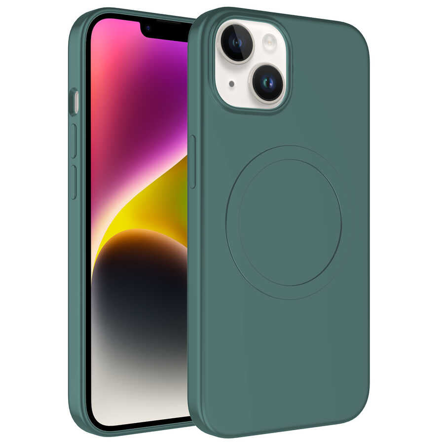 Apple iPhone 14 Uyumlu Kılıf M-safe Wireless Şarj Özellikli Pastel Renk Silikon Zore Plas Kapak