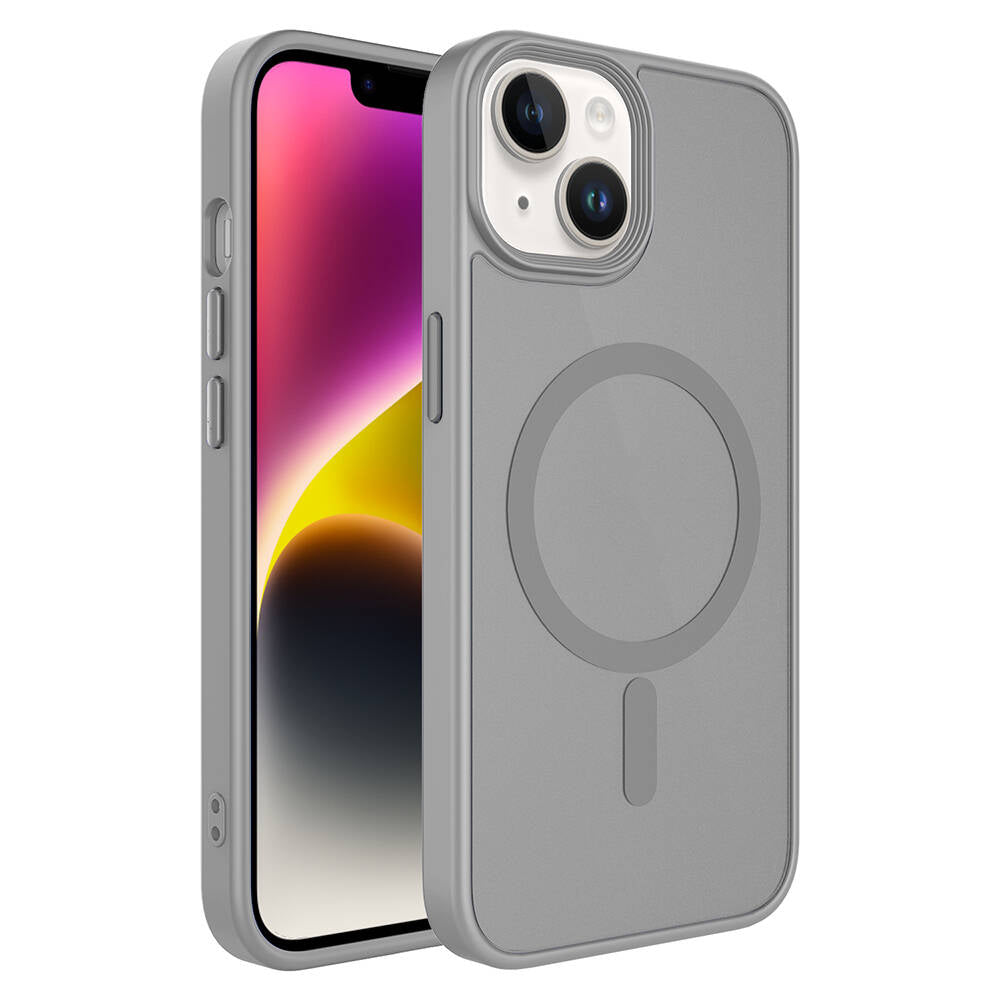 Apple iPhone 14 Uyumlu Kılıf Mat Arka Yüzey Wireless Şarj Özellikli Zore Flet M-safe Kapak