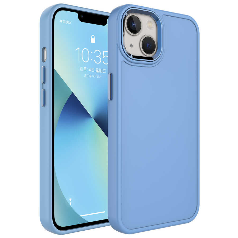 Apple iPhone 14 Uyumlu Kılıf Metal Çerçeve ve Buton Tasarımlı Sert Zore Botox Kapak