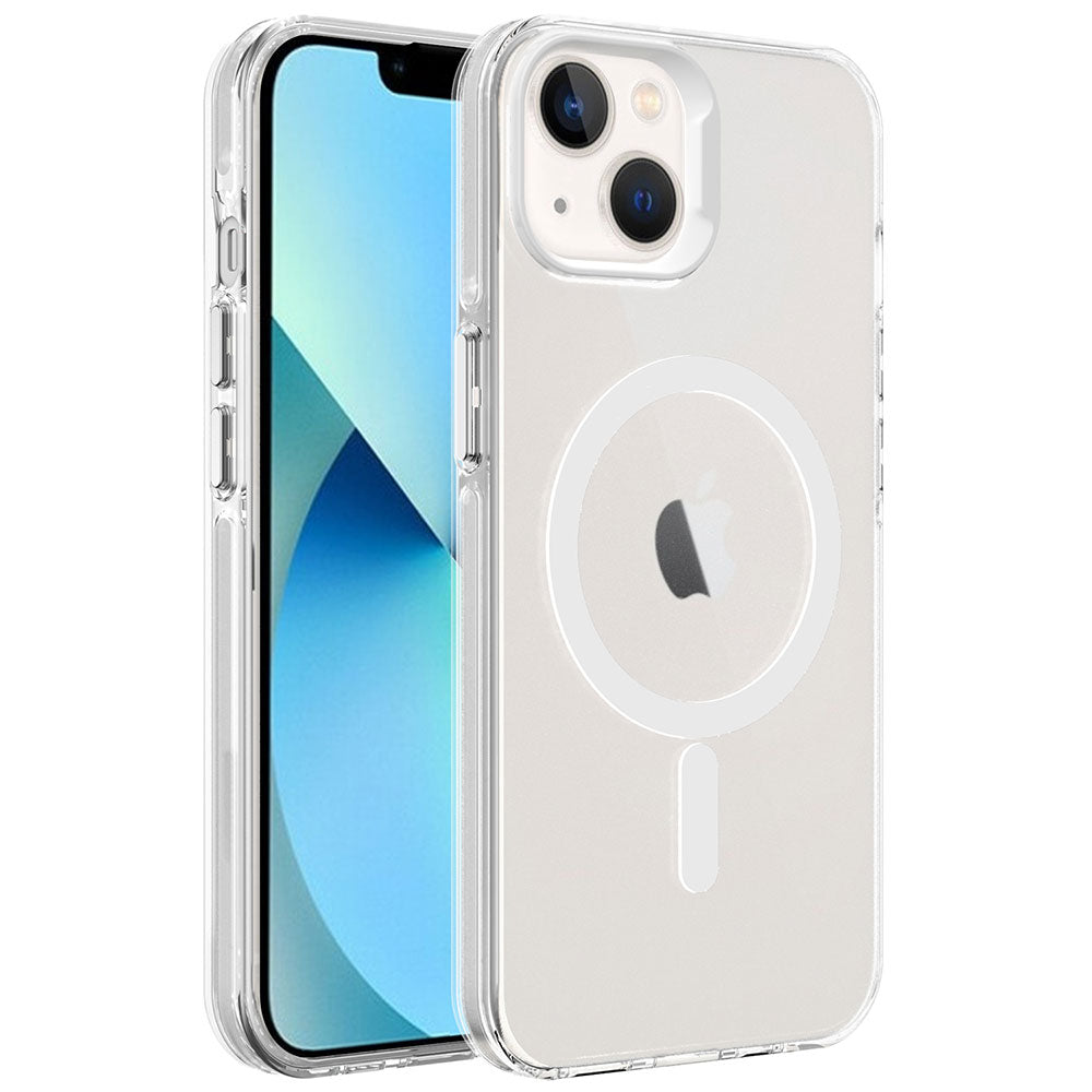 Apple iPhone 14 Uyumlu Kılıf Zore M-safe Şarj Özellikli Buzlu Transparan C-Pro Sert Kapak