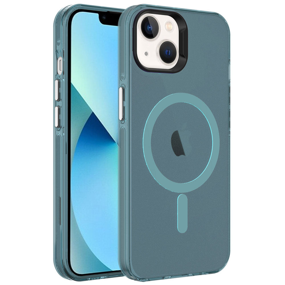 Apple iPhone 14 Uyumlu Kılıf Zore M-safe Şarj Özellikli Buzlu Transparan C-Pro Sert Kapak