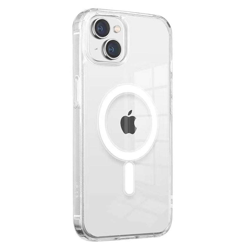 Apple iPhone 14 Plus Uyumlu Kılıf M-safe Şarj Özellikli Şeffaf Sert PC Zore Embos Kapak