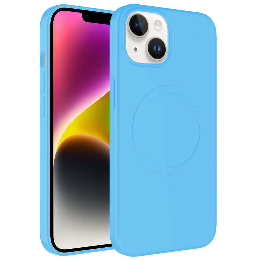 Apple iPhone 14 Plus Uyumlu Kılıf M-safe Wireless Şarj Özellikli Pastel Renk Silikon Zore Plas Kapak