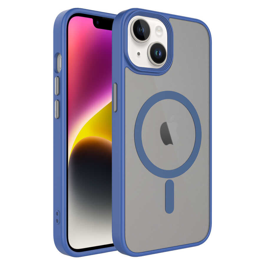 Apple iPhone 14 Plus Uyumlu Kılıf Mat Arka Yüzey Wireless Şarj Özellikli Zore Flet M-safe Kapak