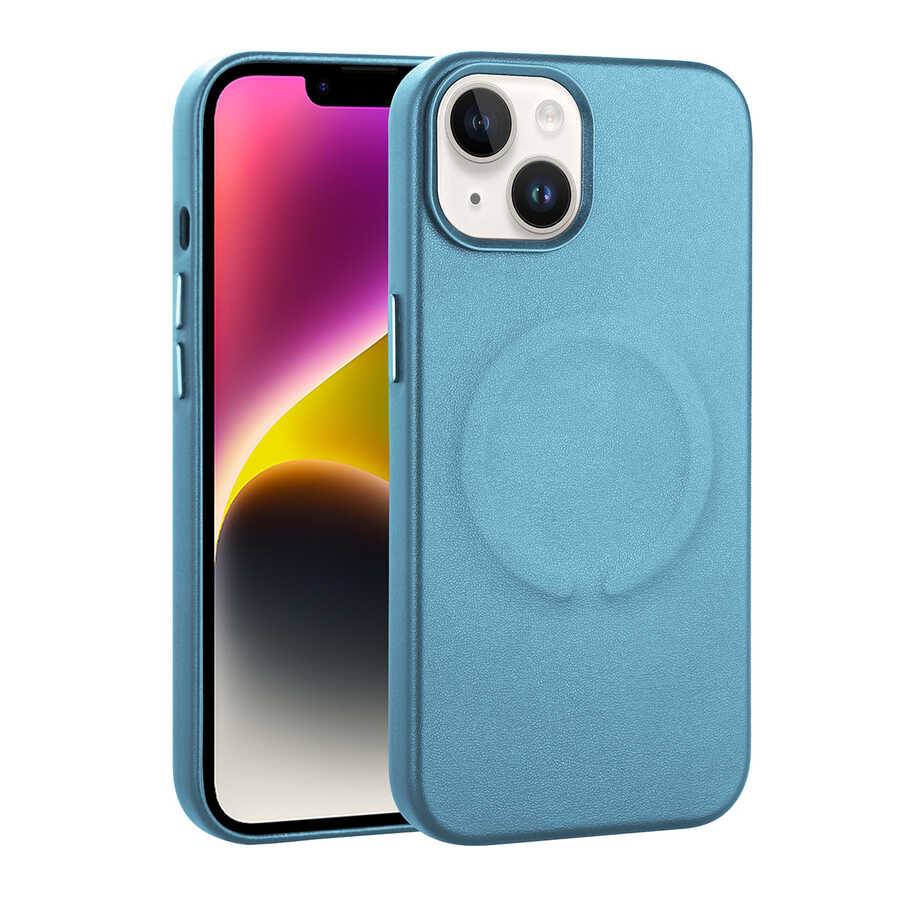 Apple iPhone 14 Plus Uyumlu Kılıf PU Deri M-safe Wireless Şarj Özellikli Zore Derix Kapak
