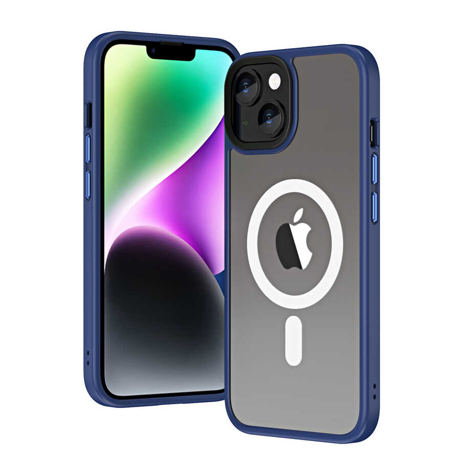 Apple iPhone 14 Plus Uyumlu Kılıf Wireless Şarj Özellikli Zore Hibrit M-safe Kapak