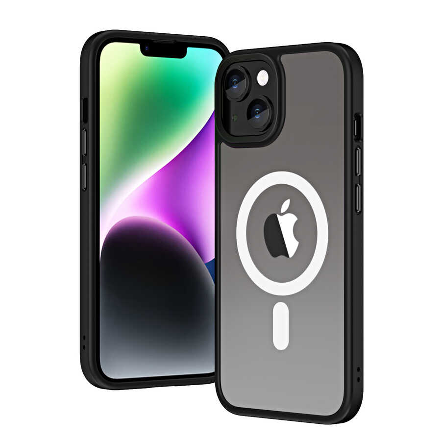 Apple iPhone 14 Plus Uyumlu Kılıf Wireless Şarj Özellikli Zore Hibrit M-safe Kapak