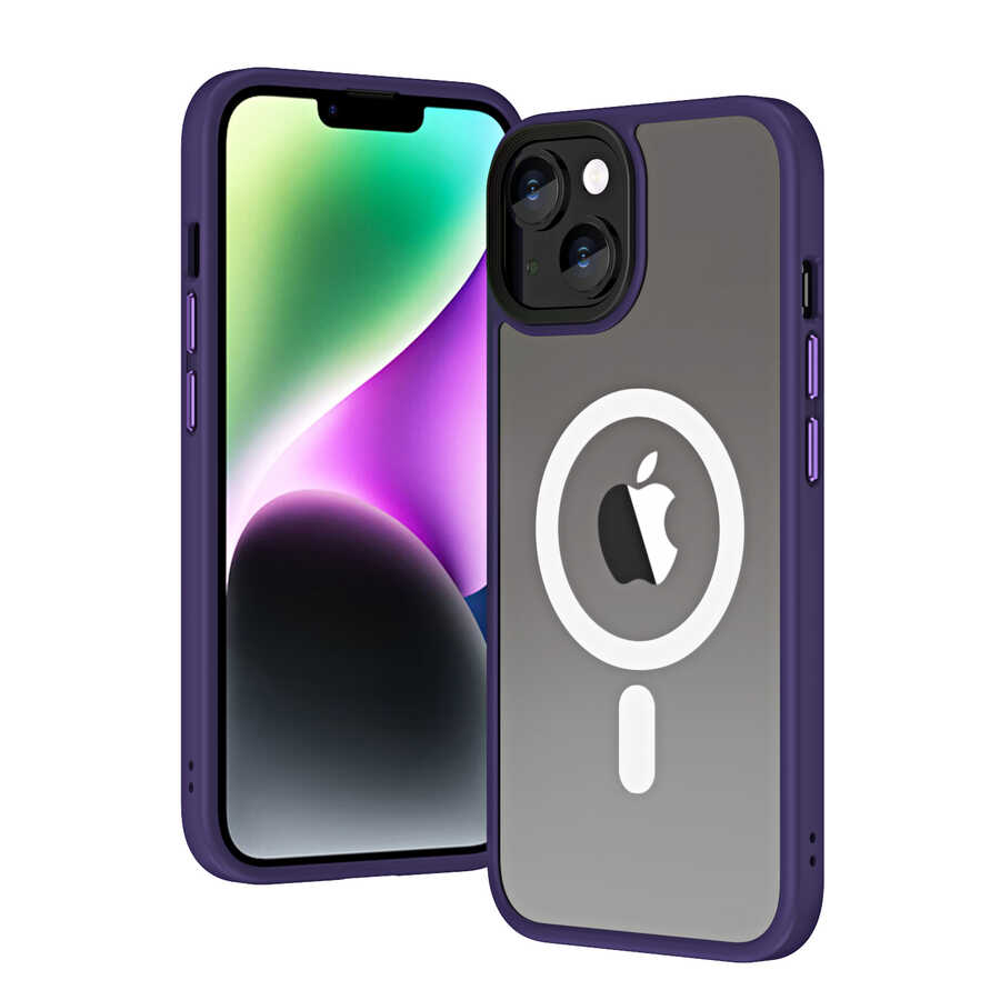 Apple iPhone 14 Plus Uyumlu Kılıf Wireless Şarj Özellikli Zore Hibrit M-safe Kapak