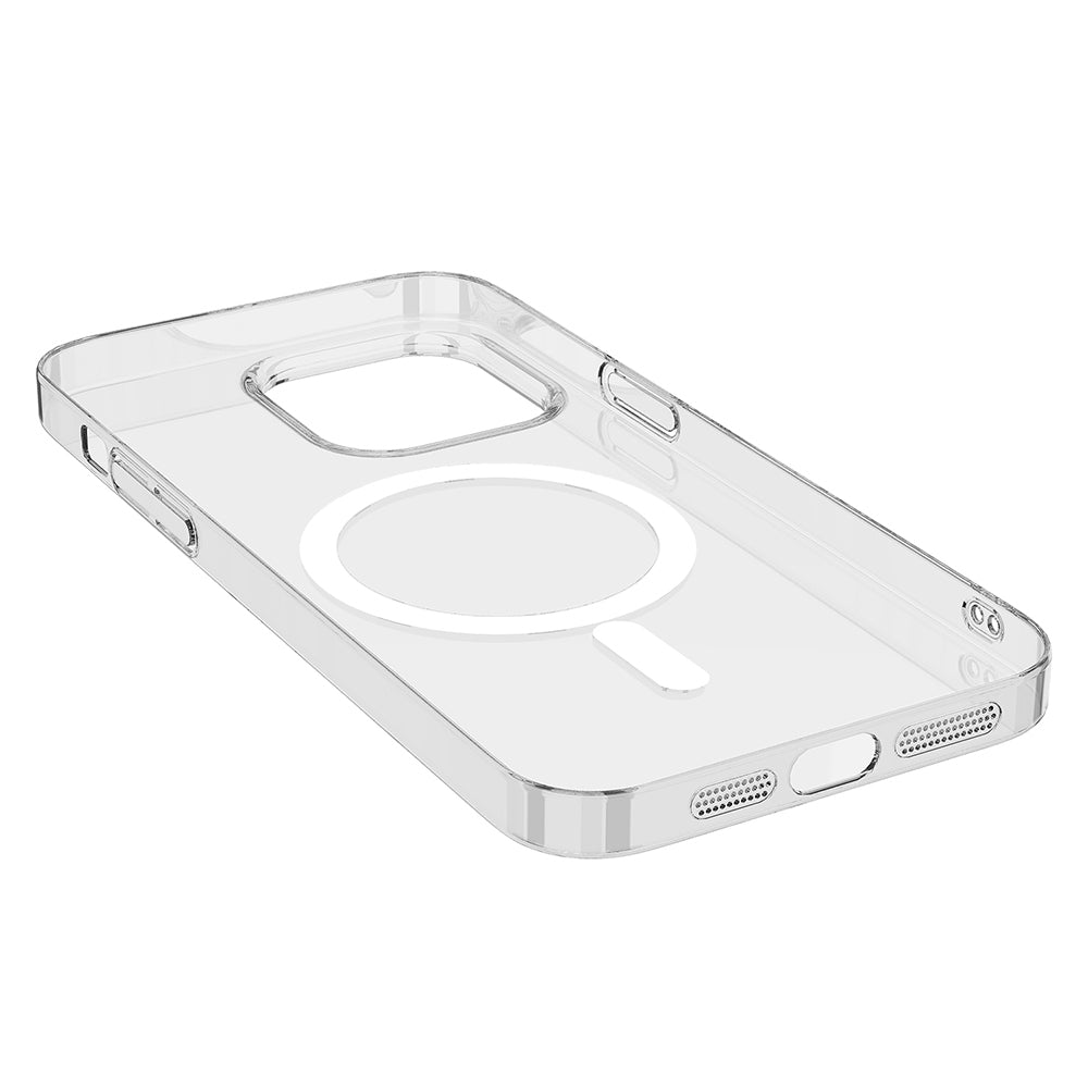 Apple iPhone 14 Pro Kamera Korumalı M-Safe Şarj Özellikli Şeffaf Zore London Sert PC Kapak