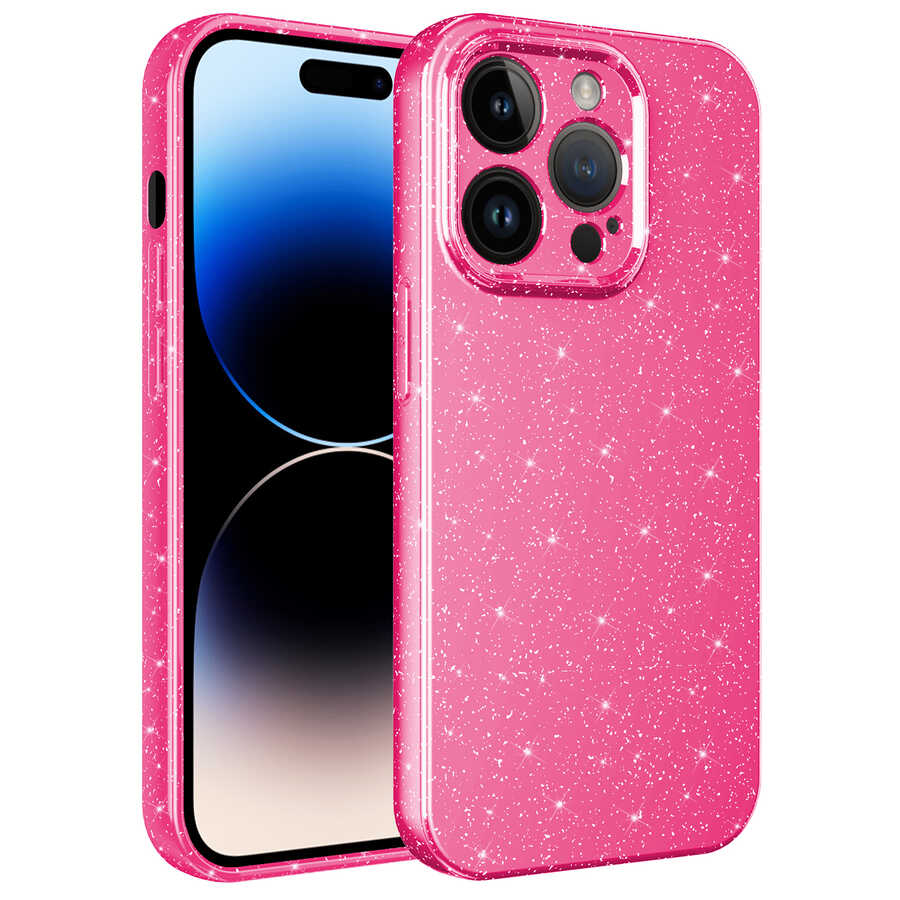 Apple iPhone 14 Pro Uyumlu Kılıf Kamera Korumalı Simli Lüks Zore Koton Kapak