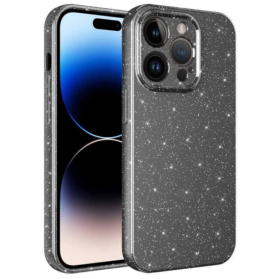 Apple iPhone 14 Pro Uyumlu Kılıf Kamera Korumalı Simli Lüks Zore Koton Kapak