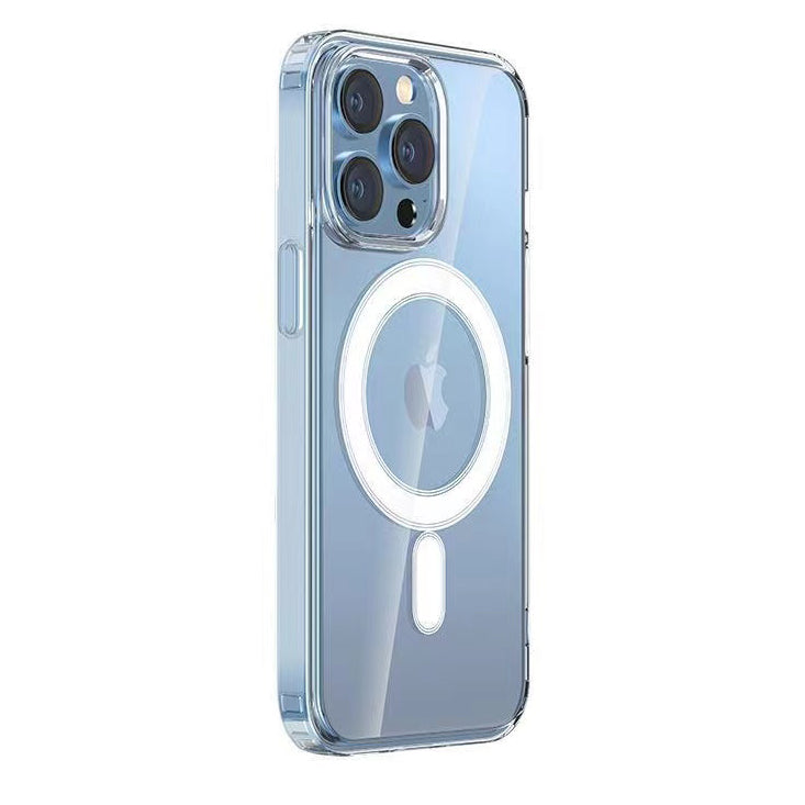 Apple iPhone 14 Pro Uyumlu Kılıf M-safe Şarj Özellikli Şeffaf Sert PC Zore Embos Kapak