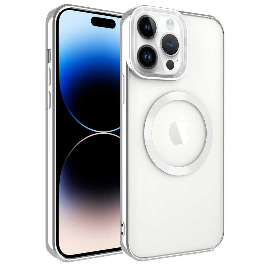 Apple iPhone 14 Pro Uyumlu Kılıf M-safe Wireless Şarj Özellikli Zore Setro Silikon