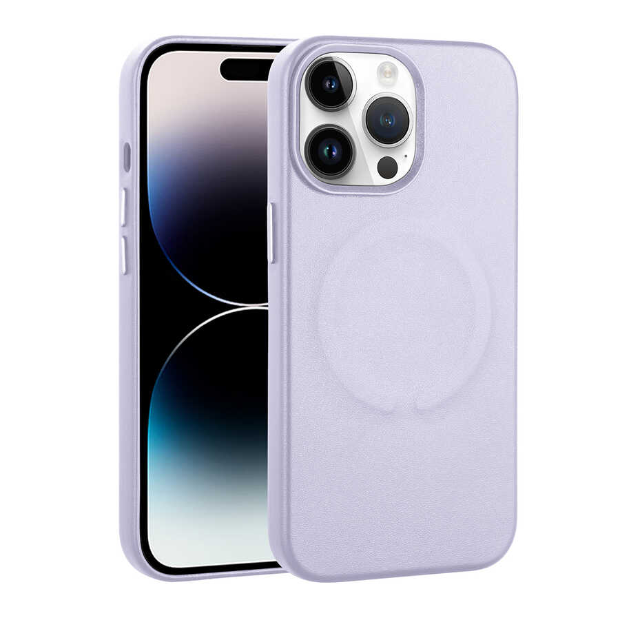 Apple iPhone 14 Pro Uyumlu Kılıf PU Deri M-safe Wireless Şarj Özellikli Zore Derix Kapak