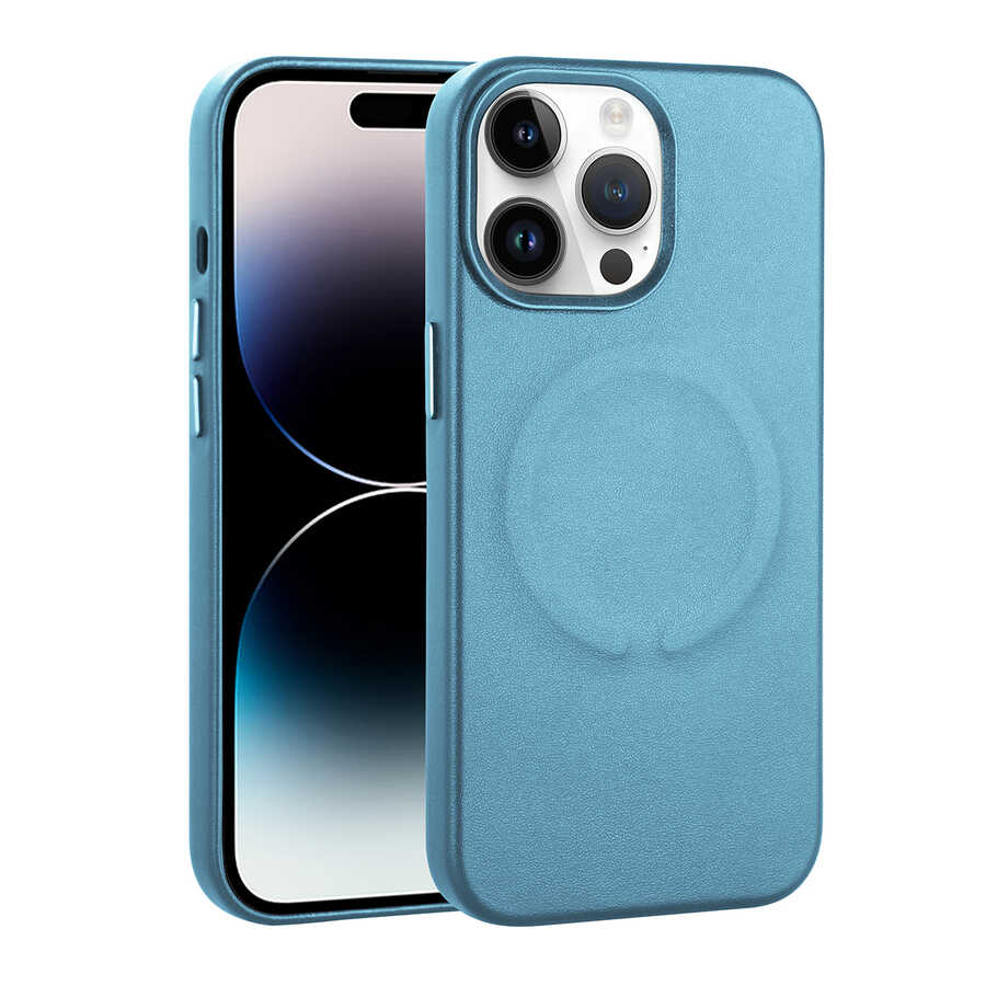 Apple iPhone 14 Pro Uyumlu Kılıf PU Deri M-safe Wireless Şarj Özellikli Zore Derix Kapak