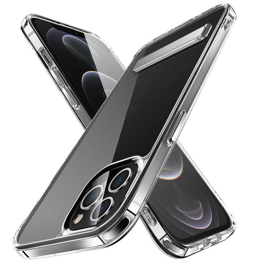 Apple iPhone 14 Pro Uyumlu Kılıf Standlı Şeffaf Silikon Zore L-Stand Kapak