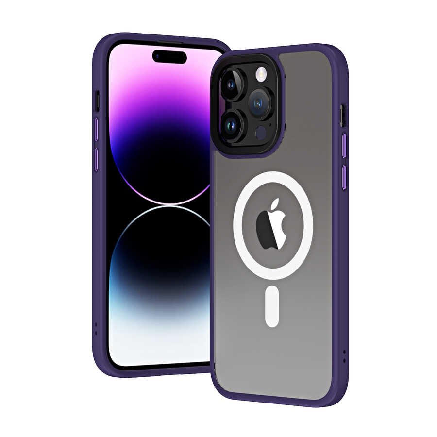 Apple iPhone 14 Pro Uyumlu Kılıf Wireless Şarj Özellikli Zore Hibrit M-safe Kapak