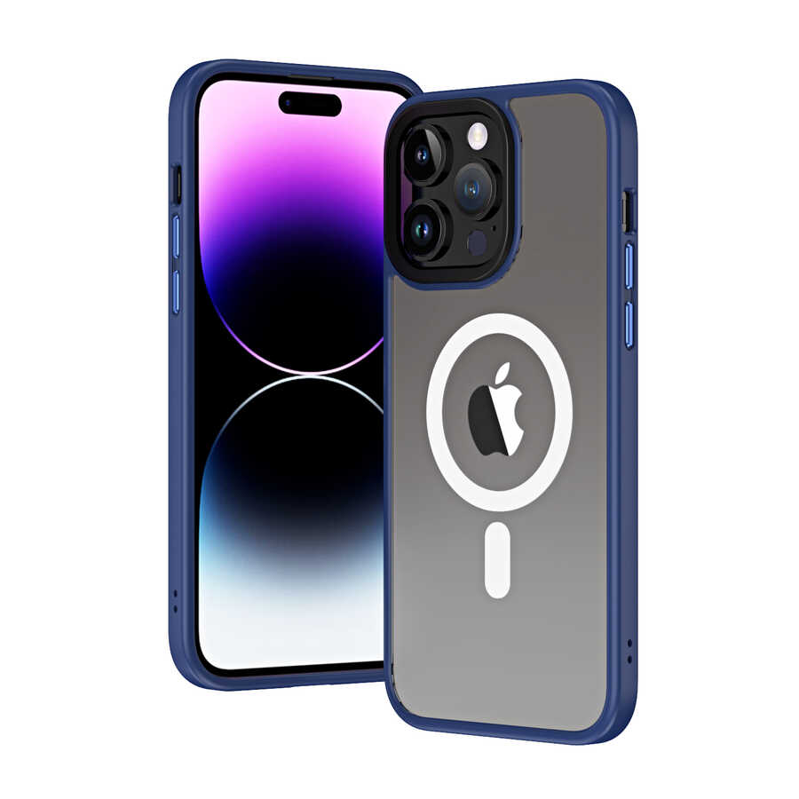 Apple iPhone 14 Pro Uyumlu Kılıf Wireless Şarj Özellikli Zore Hibrit M-safe Kapak