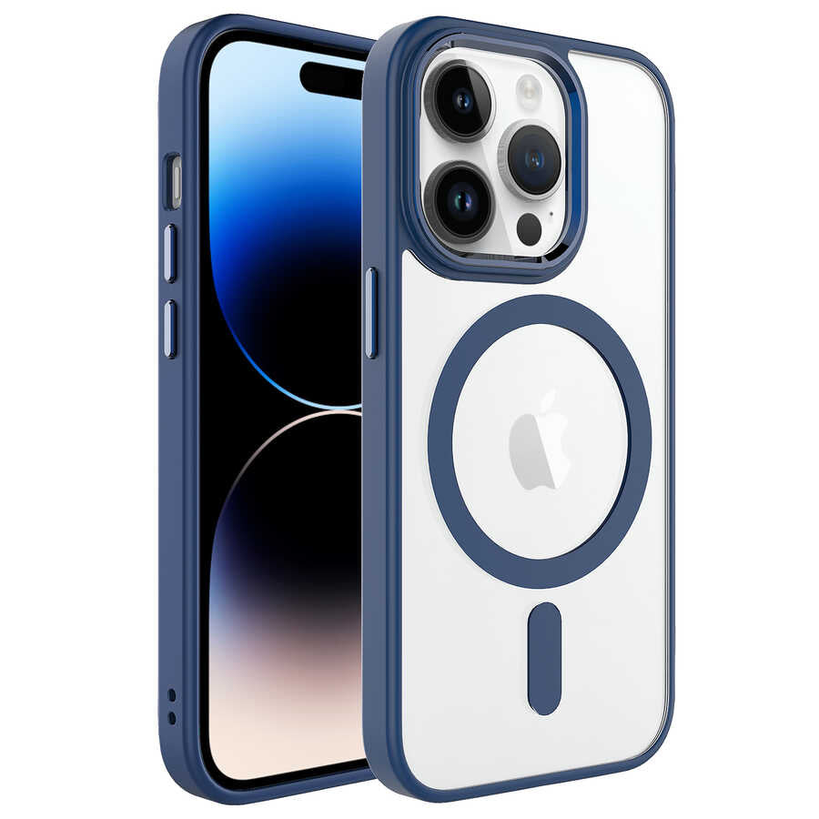 Apple iPhone 14 Pro Uyumlu Kılıf Wireless Şarj Özellikli Zore Krom M-safe Silikon Kapak