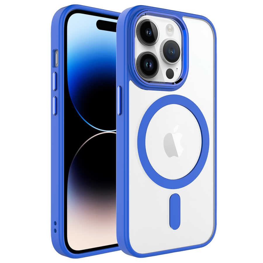 Apple iPhone 14 Pro Uyumlu Kılıf Wireless Şarj Özellikli Zore Krom M-safe Silikon Kapak
