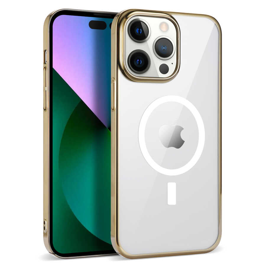 Apple iPhone 14 Pro Uyumlu Kılıf Zore Wireless Şarj Özellikli Pixel M-safe Kapak