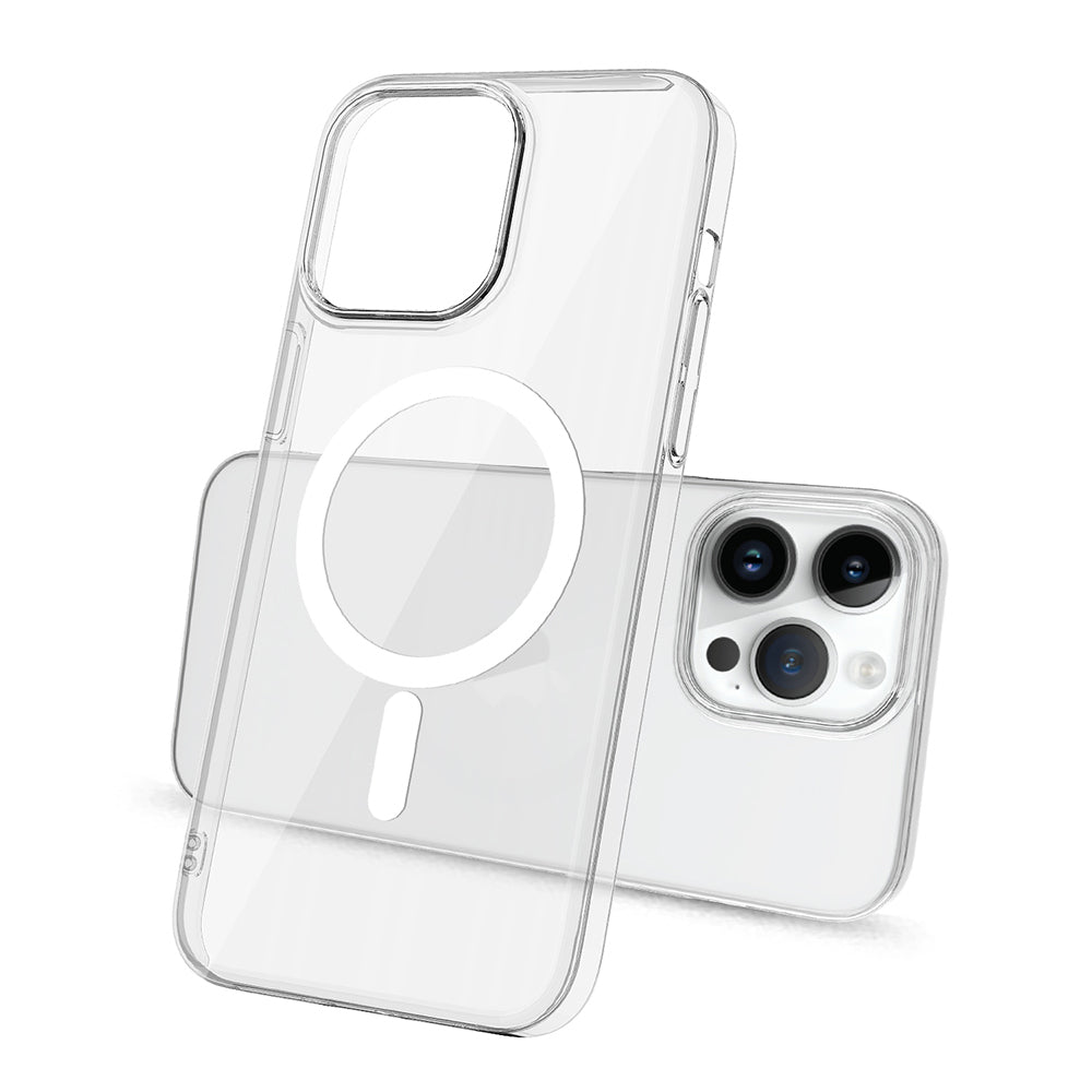 Apple iPhone 14 Pro Max Kamera Korumalı M-Safe Şarj Özellikli Şeffaf Zore London Sert PC Kapak