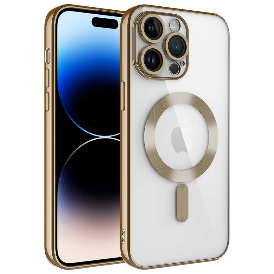 Apple iPhone 14 Pro Max Uyumlu Kılıf Kamera Korumalı M-safe Wireless Şarj Özellikli Zore Demre Kapak