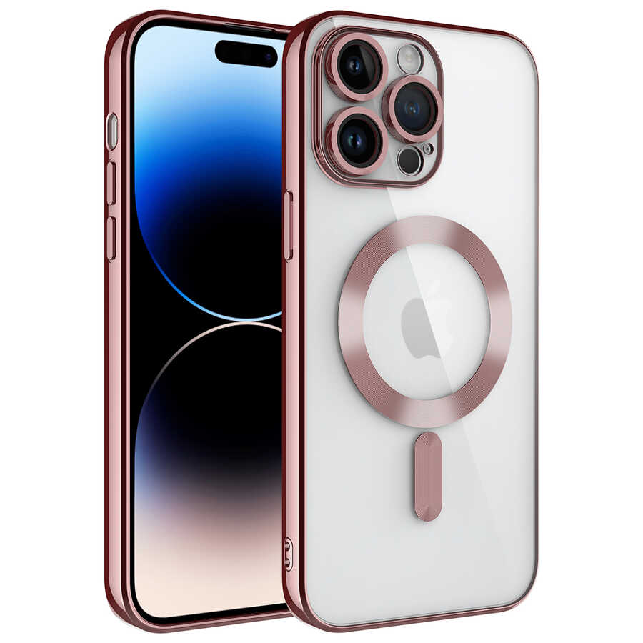 Apple iPhone 14 Pro Max Uyumlu Kılıf Kamera Korumalı M-safe Wireless Şarj Özellikli Zore Demre Kapak