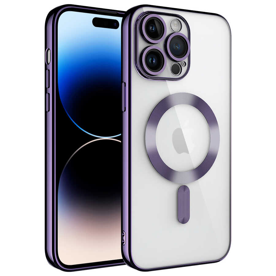 Apple iPhone 14 Pro Max Uyumlu Kılıf Kamera Korumalı M-safe Wireless Şarj Özellikli Zore Demre Kapak