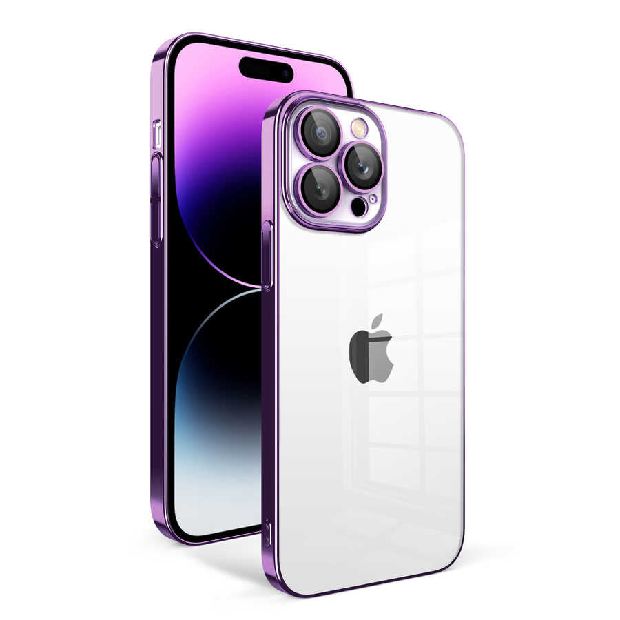 Apple iPhone 14 Pro Max Uyumlu Kılıf Kamera Korumalı Renkli Çerçeveli Zore Garaj Kapak