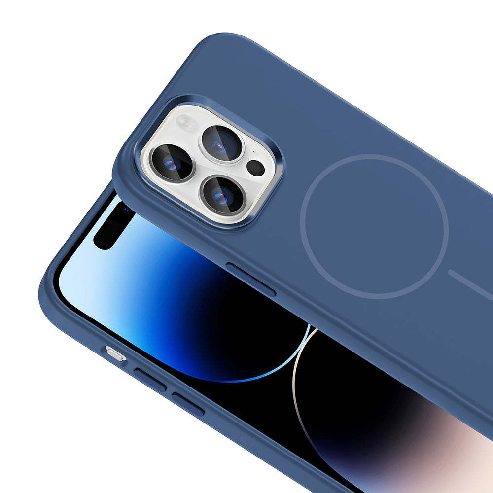 Apple iPhone 14 Pro Max Uyumlu Kılıf M-Safe Şarj Özellikli Metal Kamera Çerçeveli Zore Edi Silikon Kapak