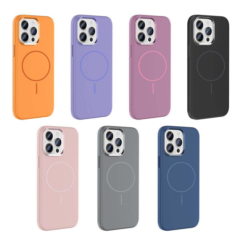 Apple iPhone 14 Pro Max Uyumlu Kılıf M-Safe Şarj Özellikli Metal Kamera Çerçeveli Zore Edi Silikon Kapak