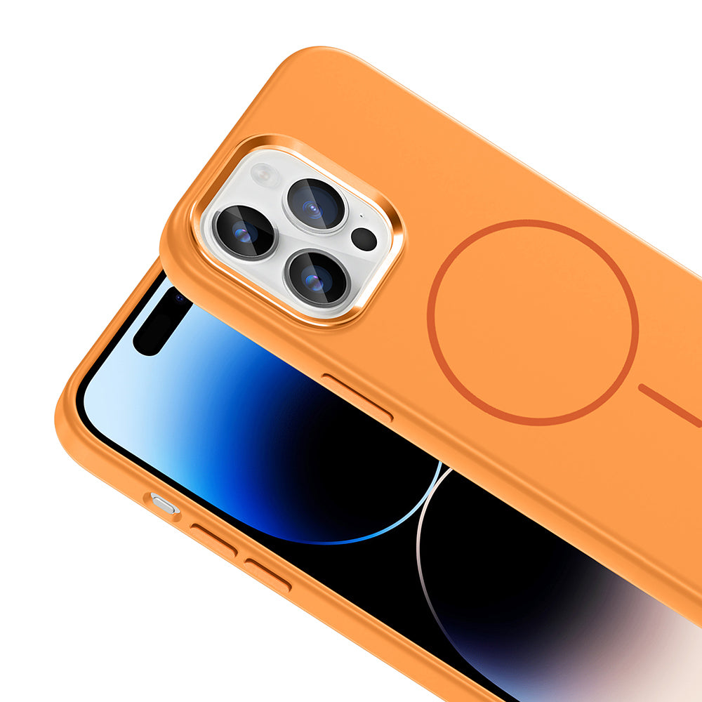 Apple iPhone 14 Pro Max Uyumlu Kılıf M-Safe Şarj Özellikli Metal Kamera Çerçeveli Zore Edi Silikon Kapak