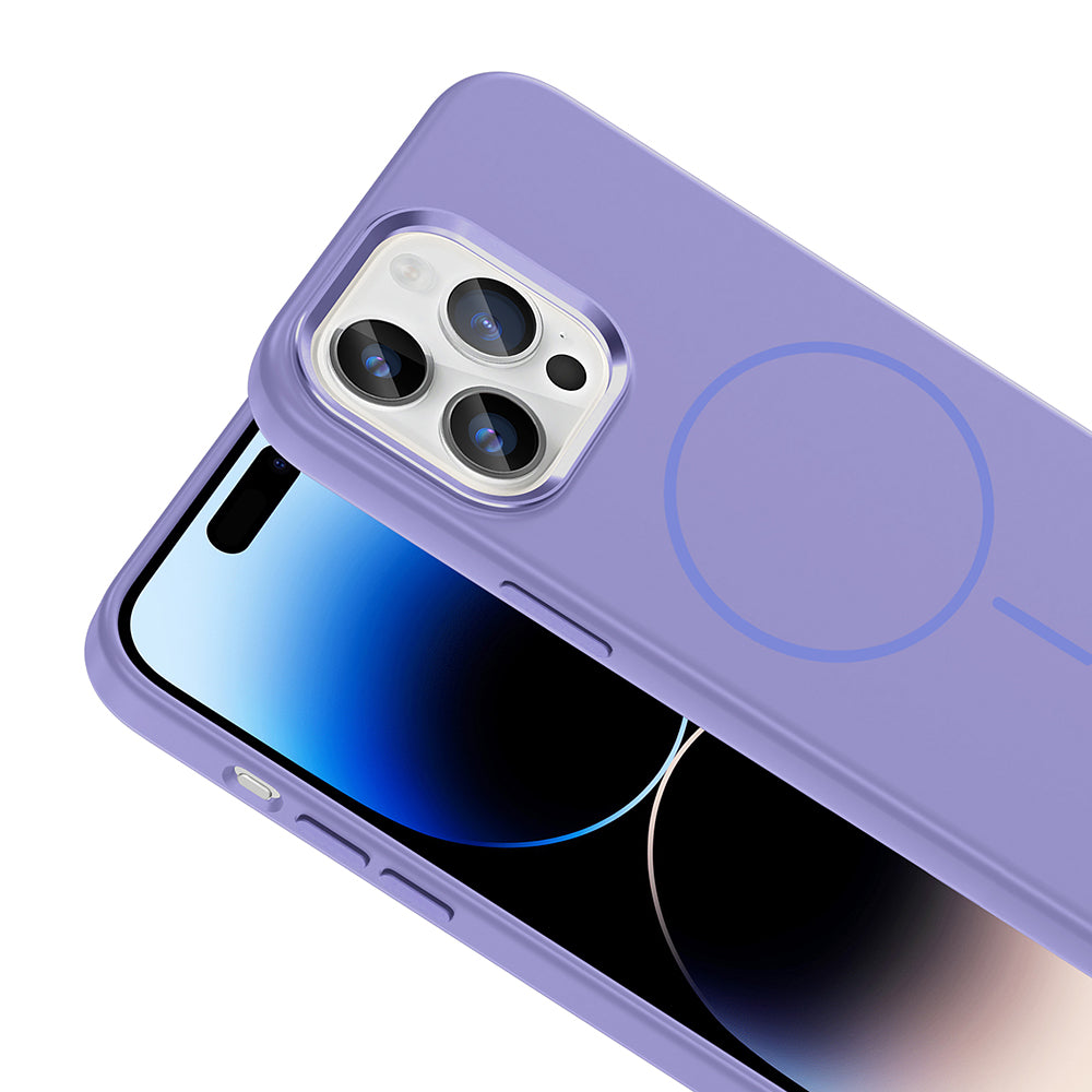 Apple iPhone 14 Pro Max Uyumlu Kılıf M-Safe Şarj Özellikli Metal Kamera Çerçeveli Zore Edi Silikon Kapak