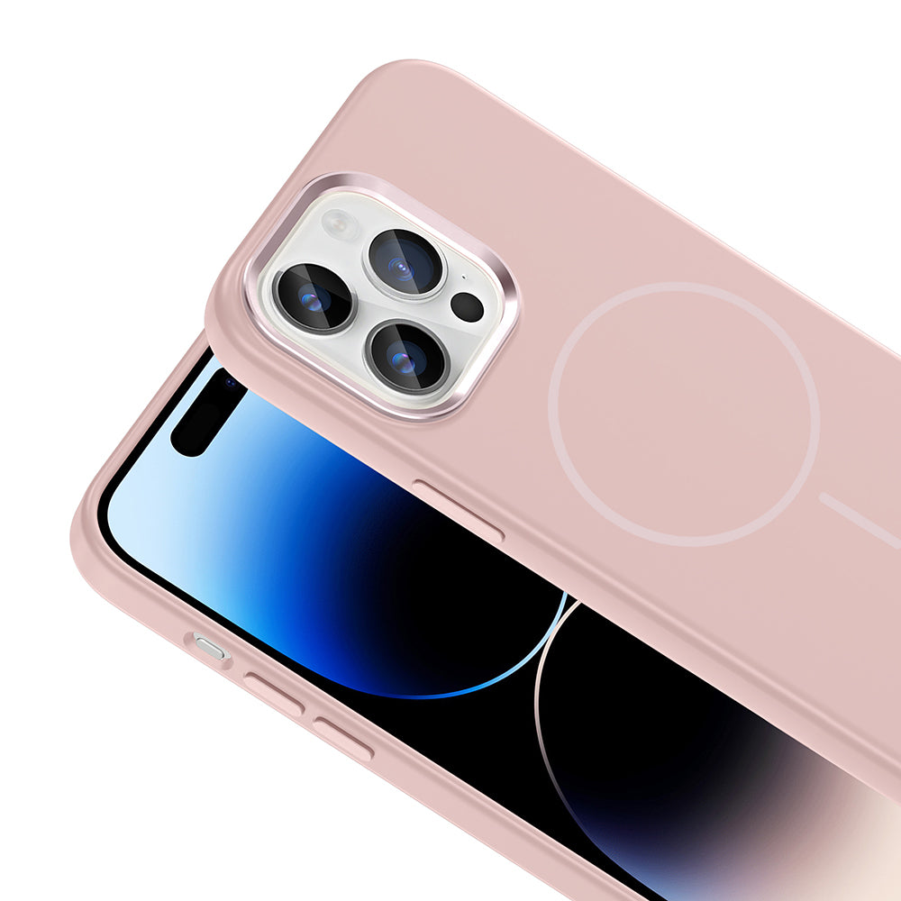 Apple iPhone 14 Pro Max Uyumlu Kılıf M-Safe Şarj Özellikli Metal Kamera Çerçeveli Zore Edi Silikon Kapak
