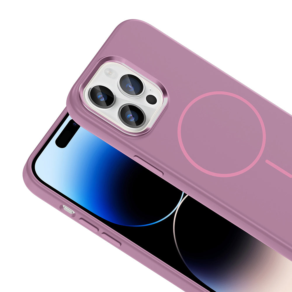 Apple iPhone 14 Pro Max Uyumlu Kılıf M-Safe Şarj Özellikli Metal Kamera Çerçeveli Zore Edi Silikon Kapak