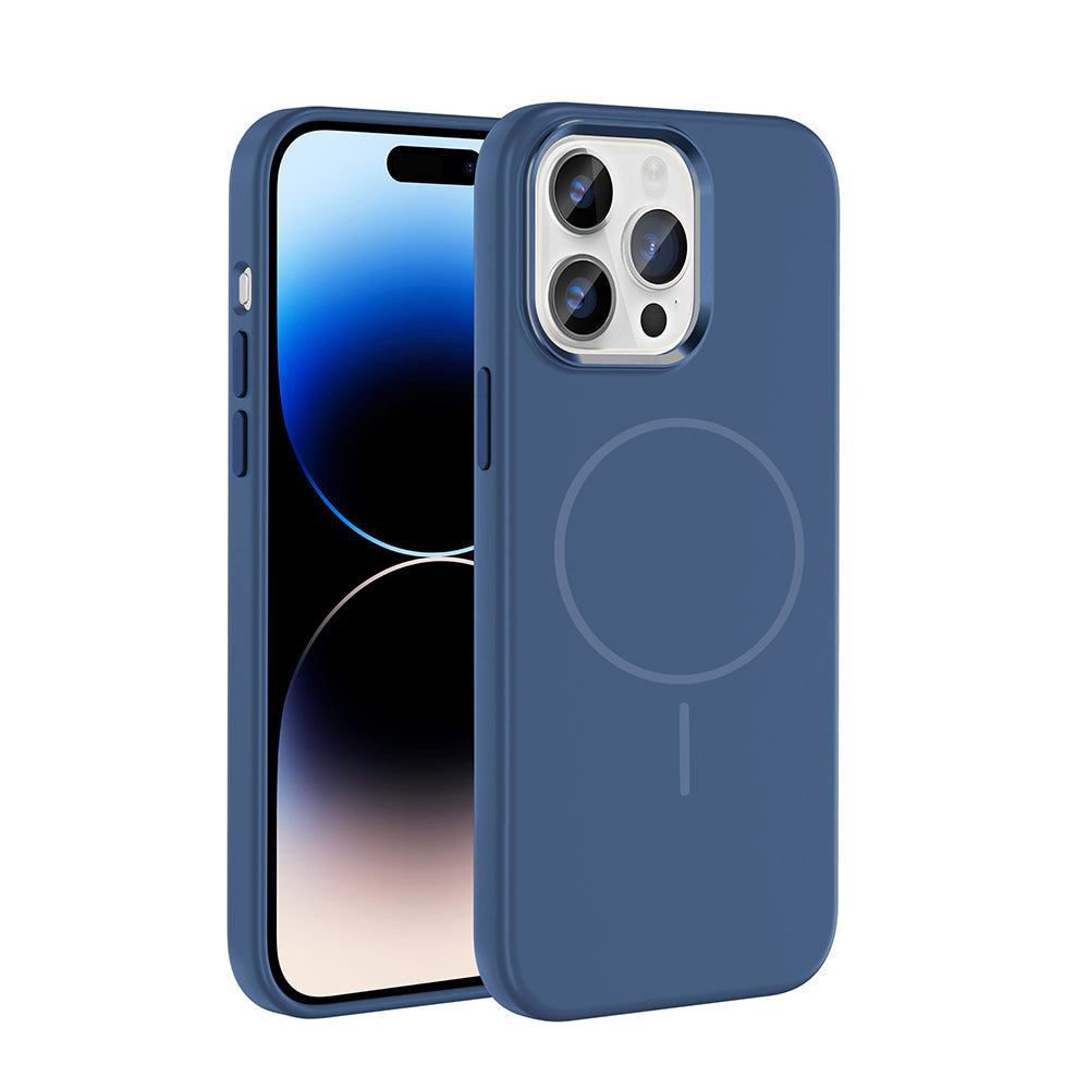 Apple iPhone 14 Pro Max Uyumlu Kılıf M-Safe Şarj Özellikli Metal Kamera Çerçeveli Zore Edi Silikon Kapak