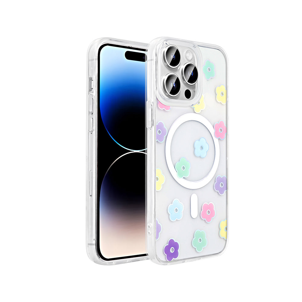 Apple iPhone 14 Pro Max Uyumlu Kılıf M-Safe Şarj Özellikli Şeffaf Zore Folk Sert Kapak