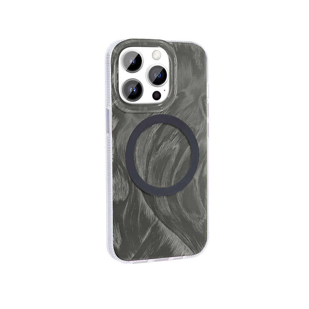 Apple iPhone 14 Pro Max Uyumlu Kılıf M-safe Şarj Özellikli Fırça Boya Desenli Zore Palet Kapak