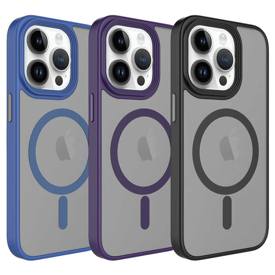 Apple iPhone 14 Pro Max Uyumlu Kılıf Mat Arka Yüzey Wireless Şarj Özellikli Zore Flet M-safe Kapak