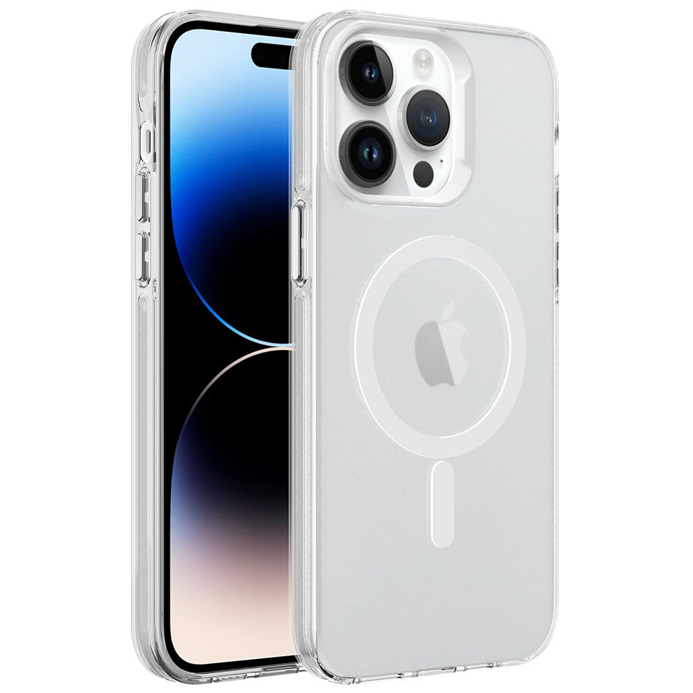 Apple iPhone 14 Pro Max Uyumlu Kılıf Zore M-safe Şarj Özellikli Buzlu Transparan C-Pro Sert Kapak